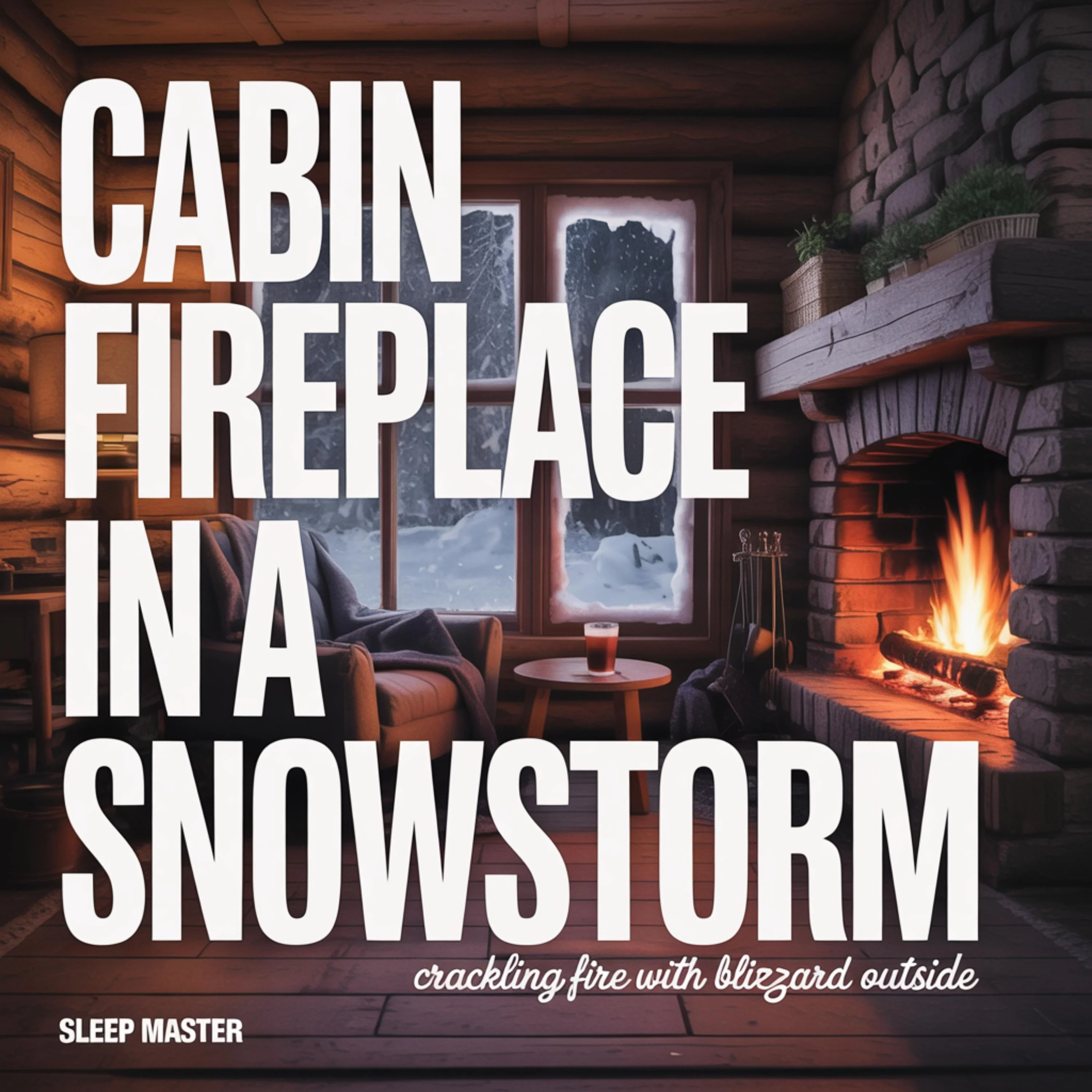 Cabin Fireplace in a Snowstorm