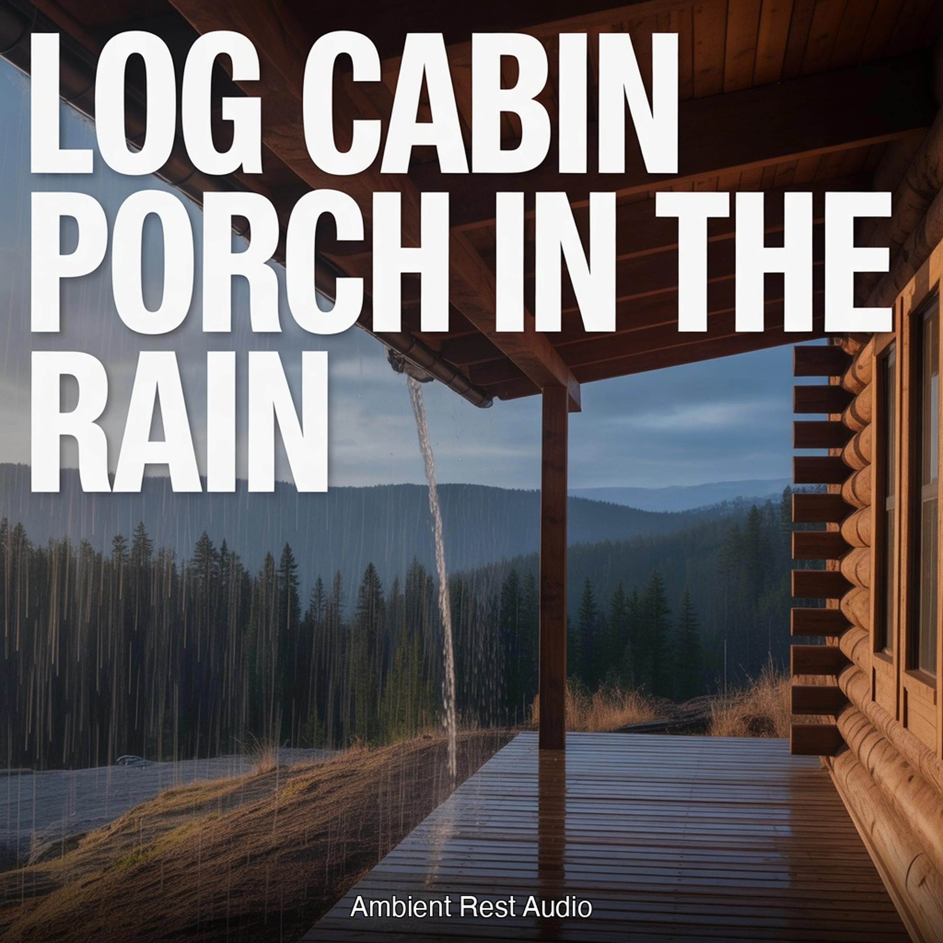 Log Cabin Porch in the Rain