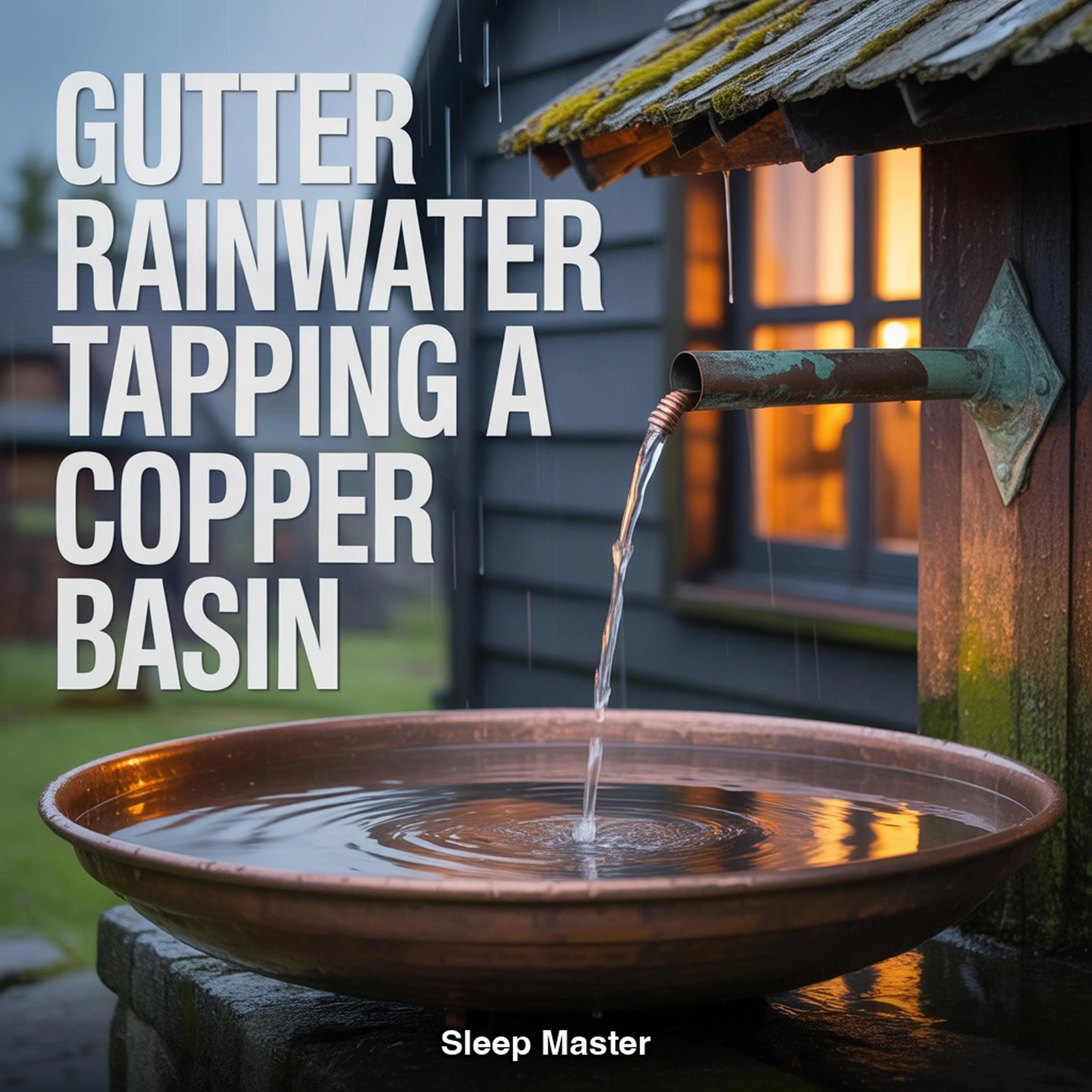 Gutter Rainwater Tapping a Copper Basin