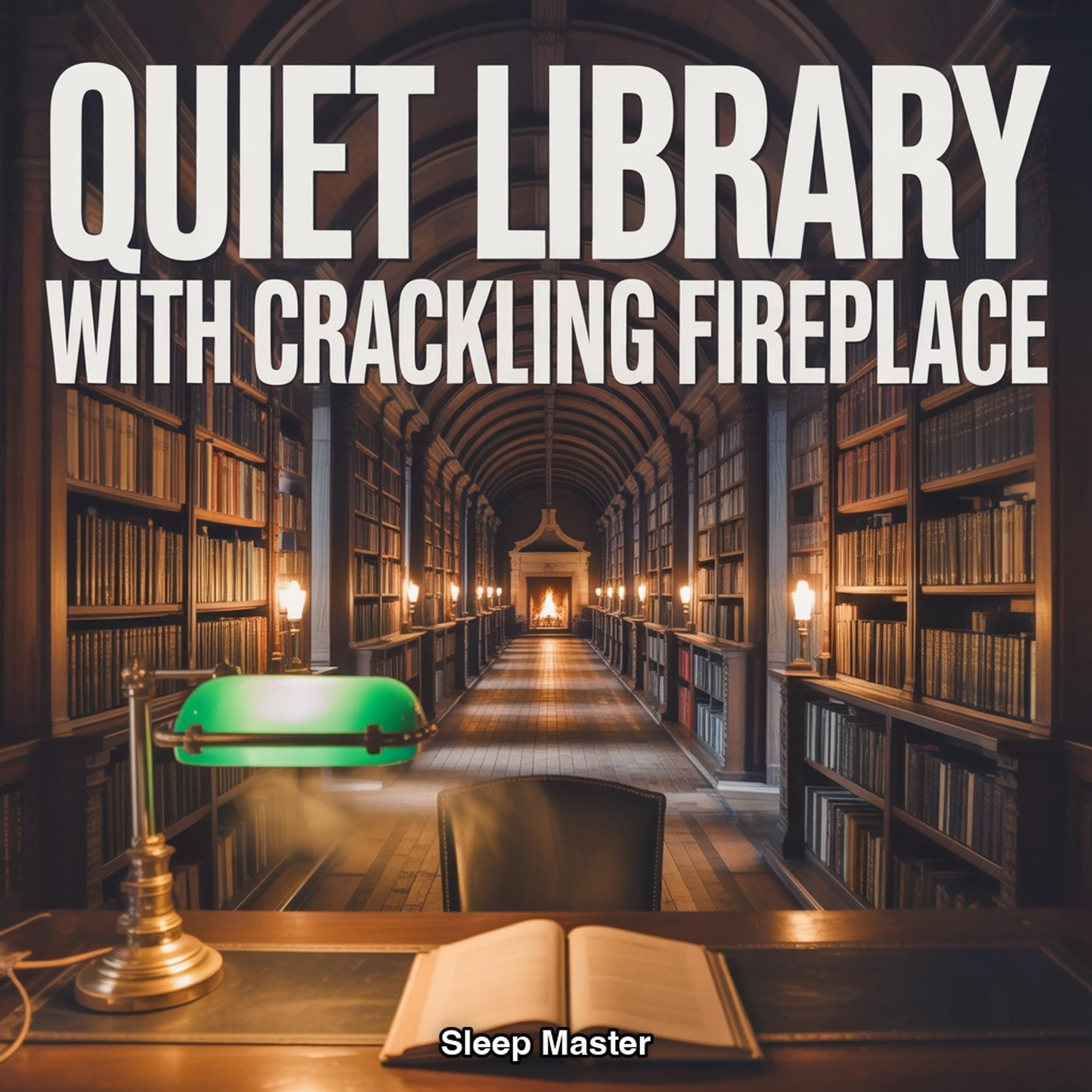 Quiet Library with Crackling Fireplace