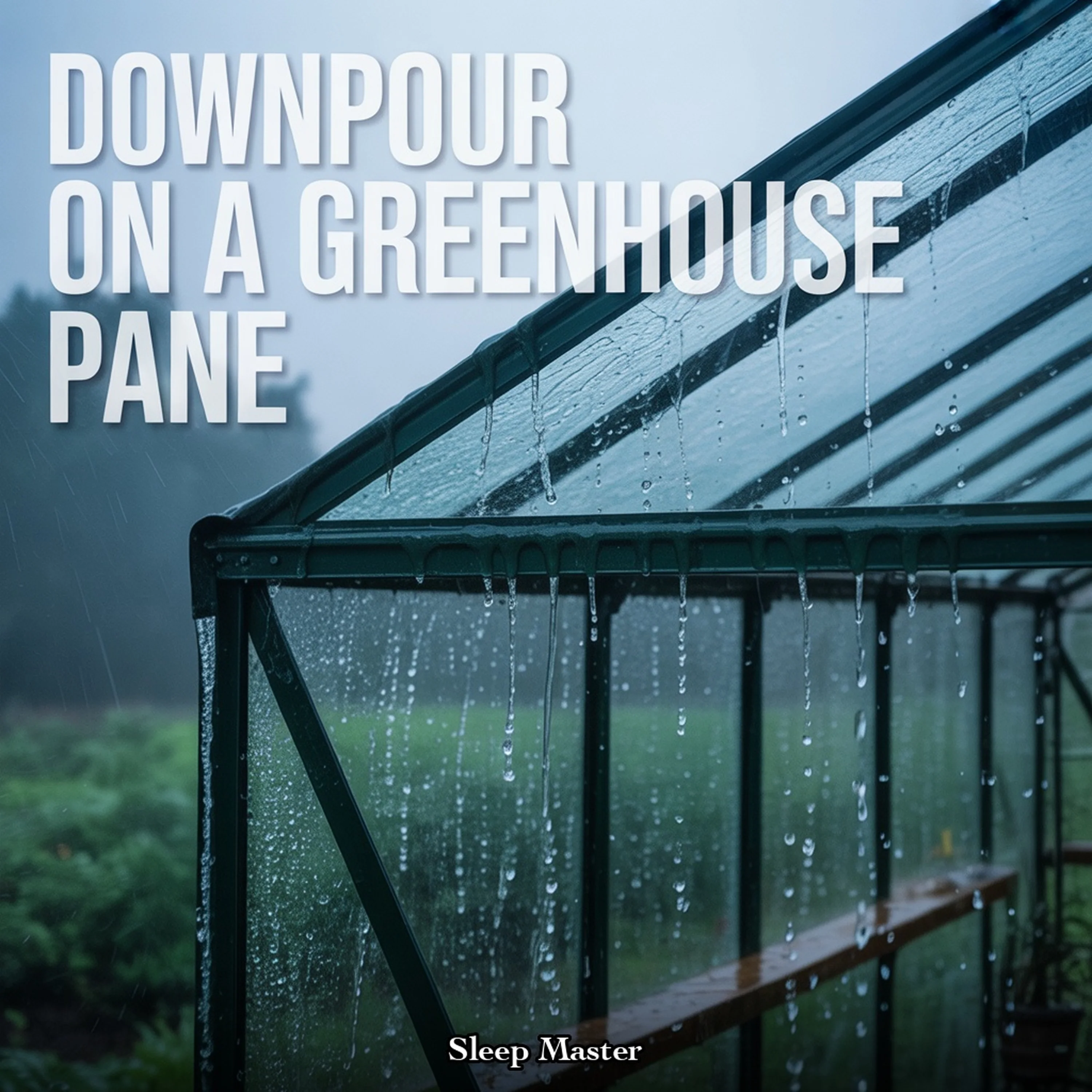 Downpour on a Greenhouse Pane
